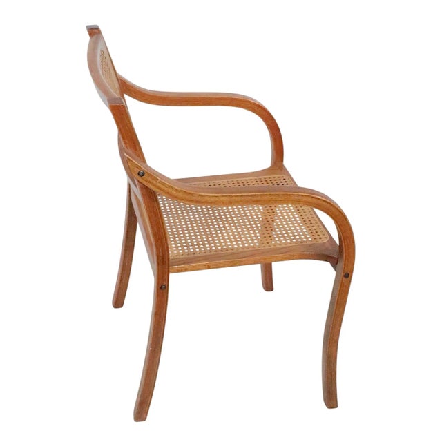 Bent Plywood and Cane Arm Chair Circa 1970's After Thonet For Sale - Image 9 of 12