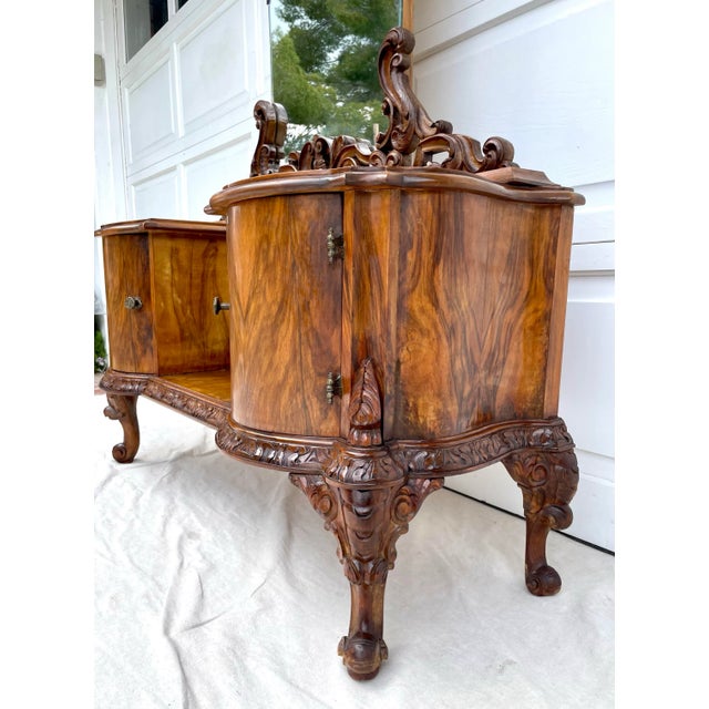 Antique Italian Burled Wood Vanity Dressing Table With Mirror For Sale - Image 11 of 11