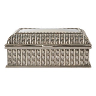 English Beaded Silver-Plate Storage Box For Sale