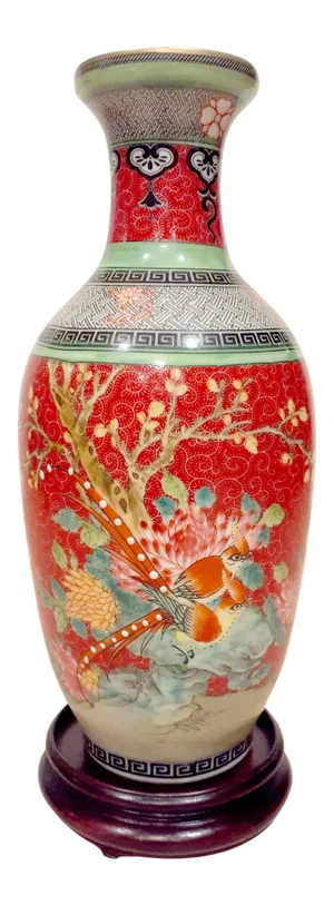 Late 19th Century Chinese Porcelain Famille Rose Peony Vase