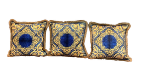 Custom Made Atelier Versace Blue Gold Pillows - Set of 3