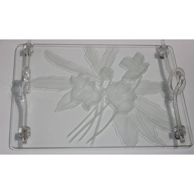 1940s Etched Glass Vanity Tray With Lucite Faux Handles Chairish