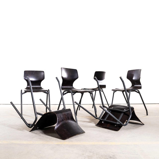 Laminated Ebonised Gun Metal Dining Chairs, 1960s, Set of 6 For Sale - Image 12 of 12