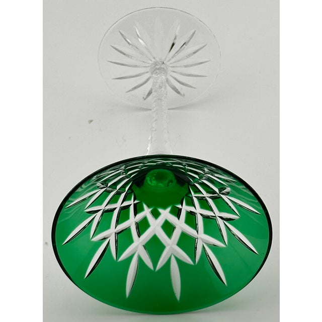 Mid 20th Century Stunning Set of 5 Large Vintage Mid Century 2 Color Overlay Deep Hand Cut to Clear Martini & Wine Glasses For Sale - Image 10 of 18