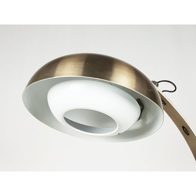 Metal Italian White and Anodized Bronze Metal Table Lamp, 1960s For Sale - Image 7 of 10