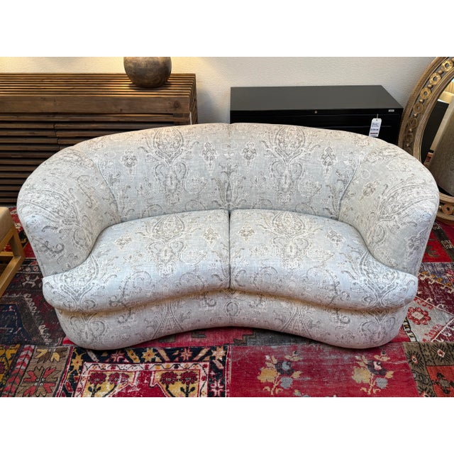 Modern Vladimir Kagan Style Paisley Print Loveseat For Sale - Image 3 of 12