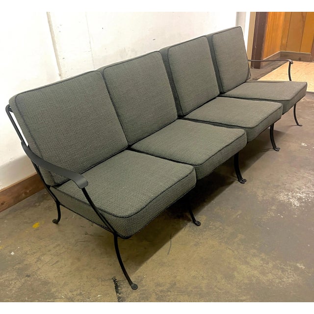 Mid-Century Modern Wrought Iron Sofa with Four Moveable Lounges in the Style of Italian Salterini For Sale - Image 3 of 12