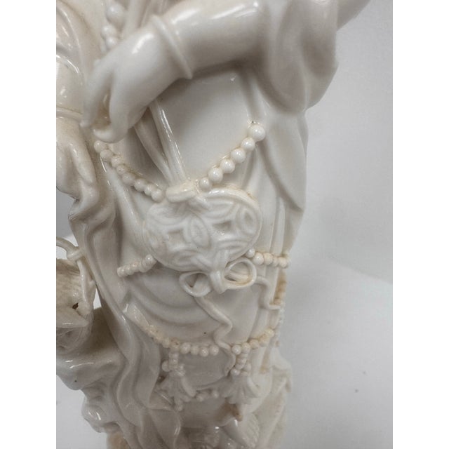 Antique White Porcelain Guanyin Figure For Sale - Image 9 of 12