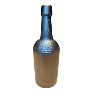 Rare Antique Black Glass Bottle For Sale