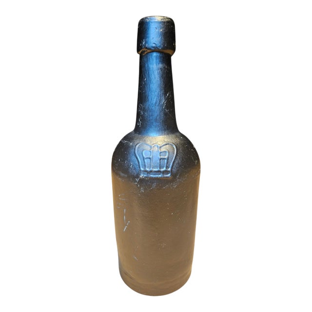 Rare Antique Black Glass Bottle For Sale