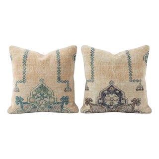 Turkish Wool Rug Pillow Cover 20'' X 20'' - Set of Two For Sale