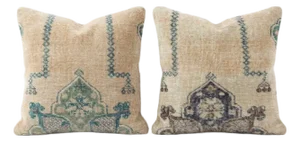 Turkish Wool Rug Pillow Cover 20'' X 20'' - Set of Two