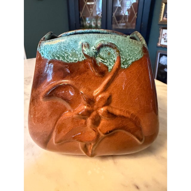 This Vintage Anna Van Briggle Brown Green Drip Glaze 5" Vase is a beautiful and unique piece of decorative pottery....