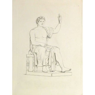 Antique Italian Copper Engraving - Roman Male Statue For Sale
