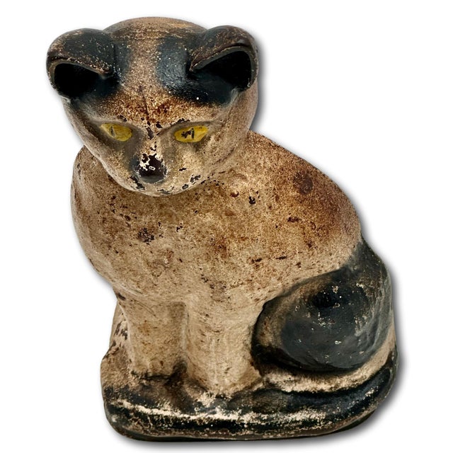 Very Rare Model Vintage 1930s "Wedge" Type Cast Iron Sitting Cat Doorstop by Spencer Guillford For Sale - Image 11 of 18