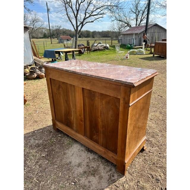 19th Century Louis Philippe Burl Walnut Marble Top Chest of Drawer / Commodes For Sale - Image 10 of 17