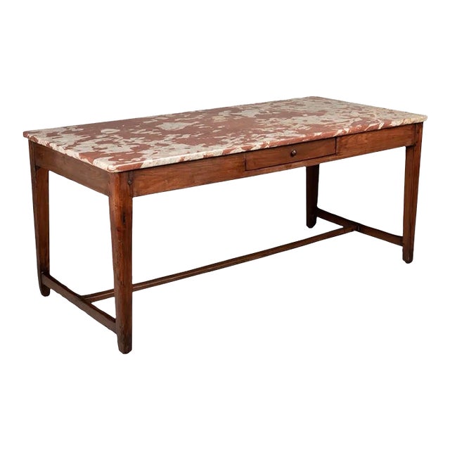 19th Century Country French Center Table With Marble Top For Sale