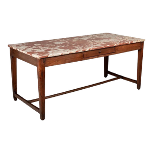 19th Century Country French Center Table With Marble Top