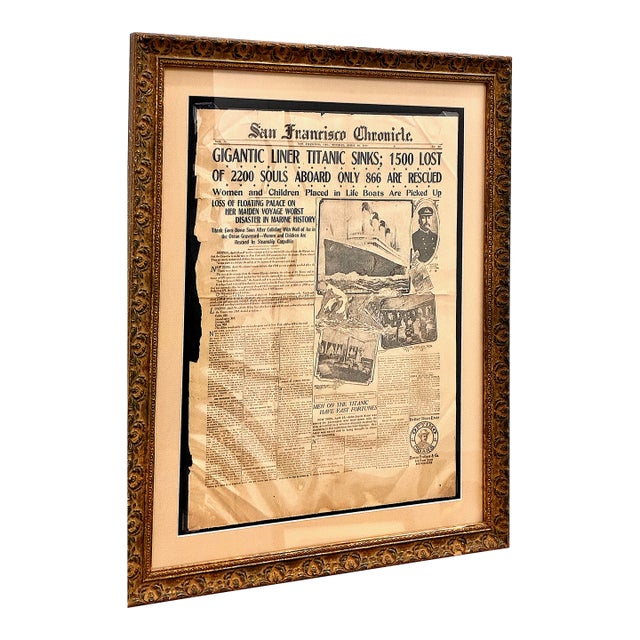“Titanic Sinks” San Francisco Chronicle Front Page For Sale