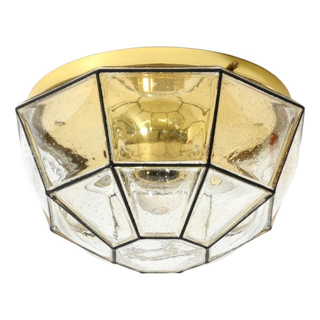 Vintage Glass Ceiling Lamp in Octagon Shape from Limburg, 1970s For Sale