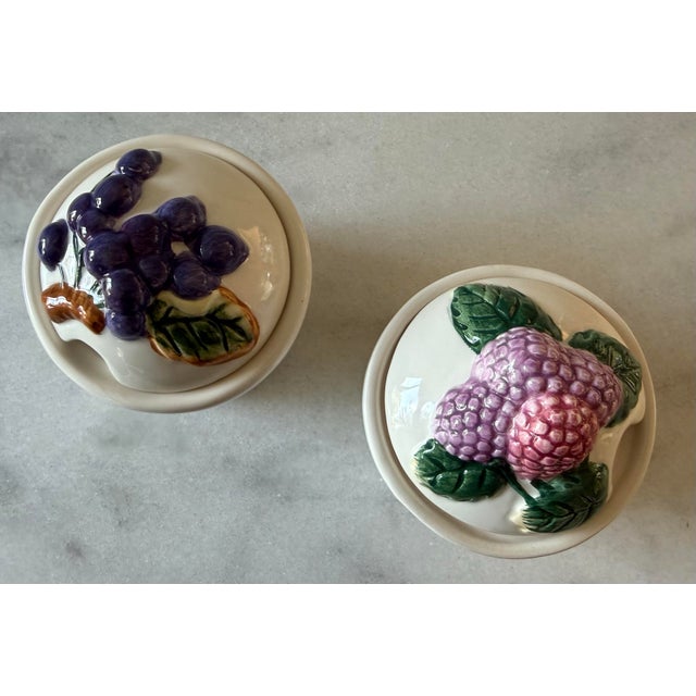Pair of Vintage Ceramic Jam Serving Jars For Sale - Image 4 of 10