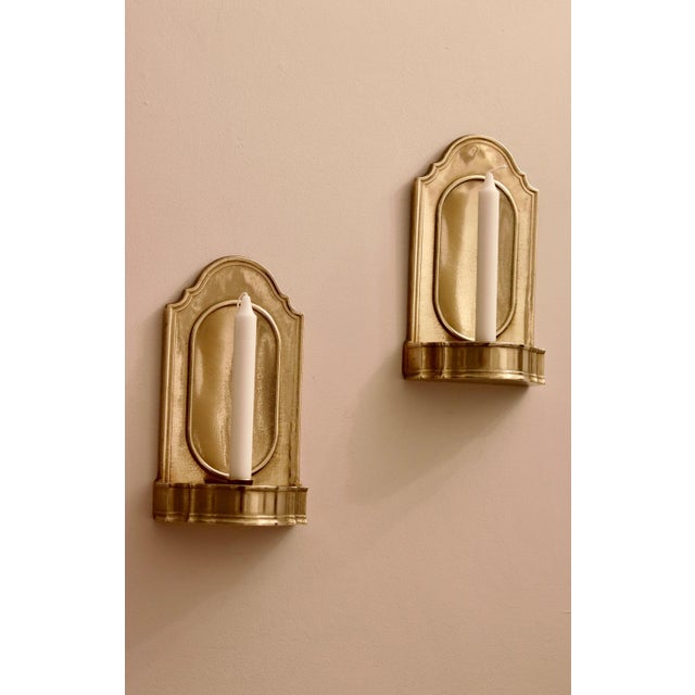 Mid-Century Arts and Crafts Swedish Brass Sconces, Set of 2 For Sale - Image 10 of 10