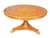 Circular hinged top with subtle gilded gadrooned edge on a circular tapered support and tripartite base with giltwood...