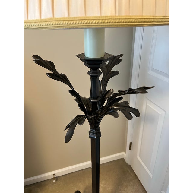 Late 20th Century Bronze Acanthus Leaf Art Deco Art Nouveau Floor Lamp by Decorative Crafts Inc For Sale - Image 4 of 12