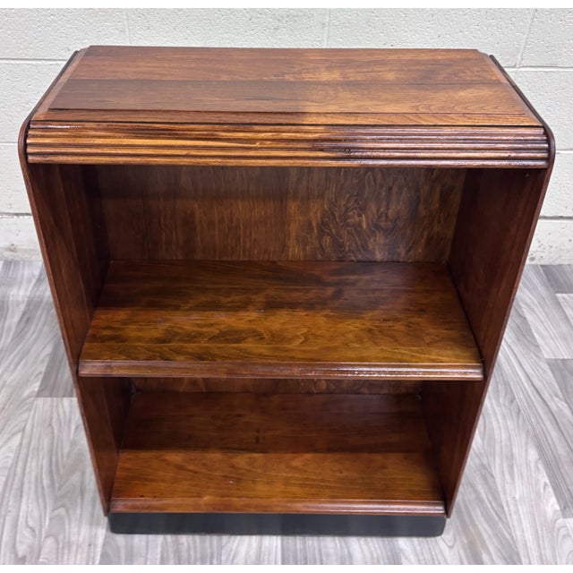 1930s Vintage Art Deco Waterfall Style Oak Bookcase For Sale - Image 5 of 8