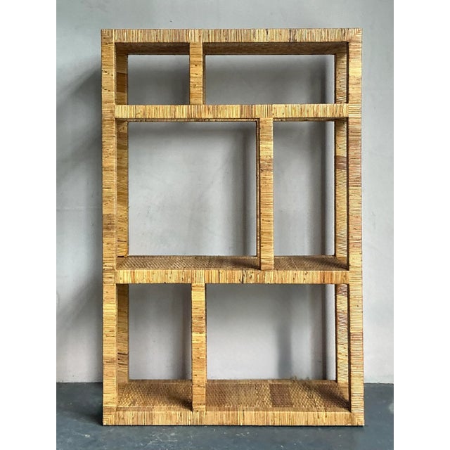 Vintage Coastal Wrapped Rattan Etagere For Sale - Image 4 of 6