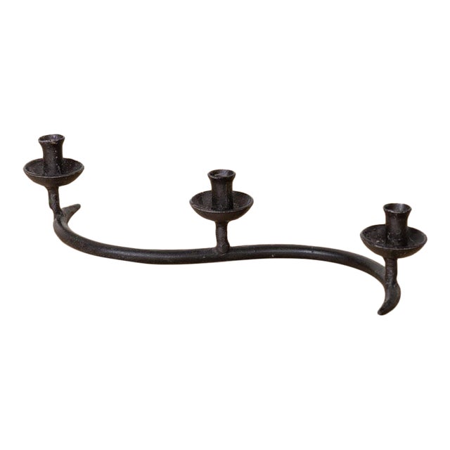 1950s Petite French Iron Candelabra For Sale