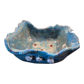 Handmade Blue Glazed Bonsai Pot For Sale