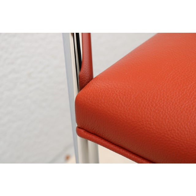 Ludwig Mies Van Der Rohe Brno Tubular Chairs in Orange Vinyl by Gordon, Set of 4 For Sale - Image 15 of 18