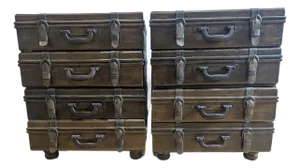 1950s Pair of Lexington Leather Stacked Suitcases Cabinets, Attributed