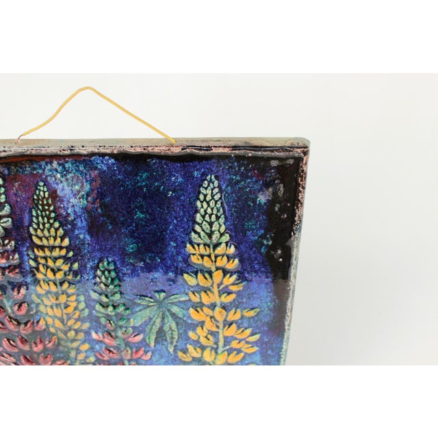 Large Wall Ceramic by Karlsruhe Majolika, Lupine and Lupine, 1960s For Sale - Image 6 of 11