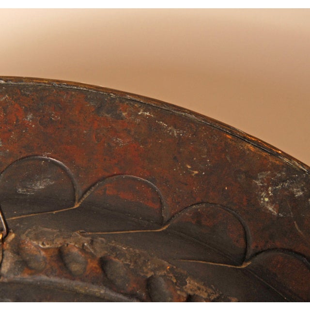 Metal 18th Century Basin Bowl Gold Wall Plate Brass Alms Dish Lamb of God Italian Brass XLarge For Sale - Image 7 of 12