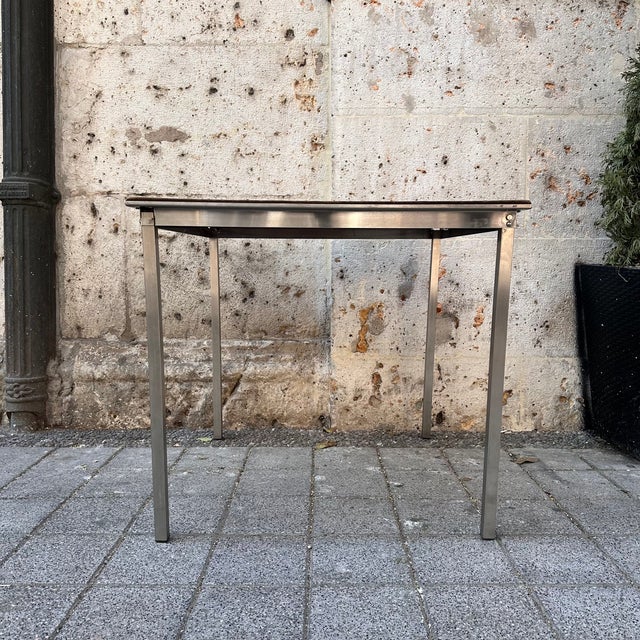 Folding Game Table in Steel and Velvet attributed to Christian Dior, France, 1970s For Sale - Image 15 of 18