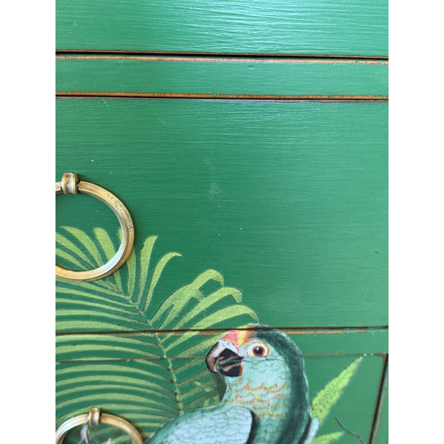 Custom Painted Tropical Parrot Decoupage Lingerie Chest or Tall Nightstand For Sale In Naples, FL - Image 6 of 12
