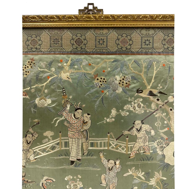 Chinese Late 19th-Century Framed Chinese Silk Embroidered Panel For Sale - Image 3 of 9