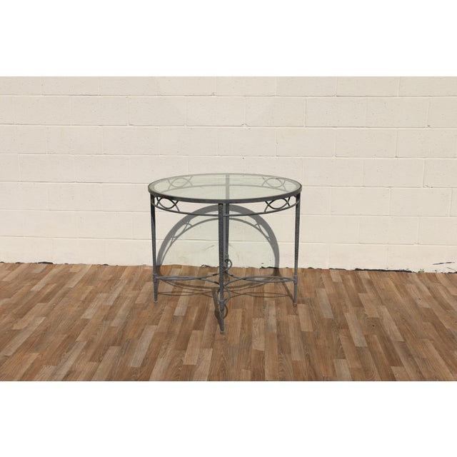 Modern Mario Papperzini for Salterini “Amalfi” Round Iron Dining Table With Glass Top | 1950s For Sale - Image 3 of 18
