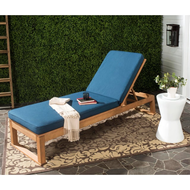 Contemporary Sunlounger in Natural & Navy For Sale - Image 4 of 7