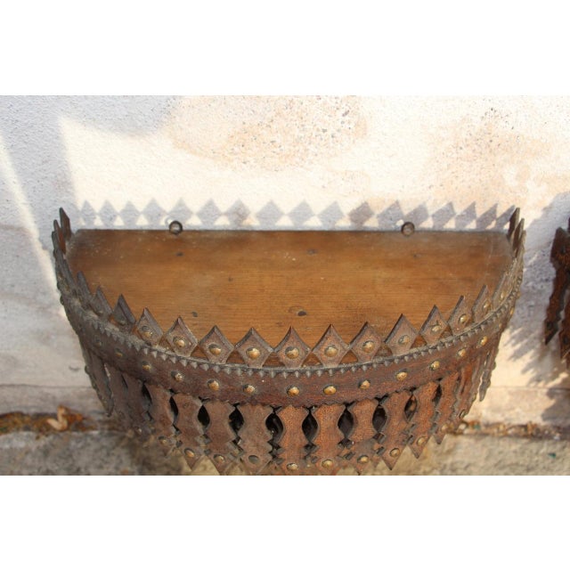 Tramp Art Wall Brackets, Set of 2 For Sale - Image 3 of 9