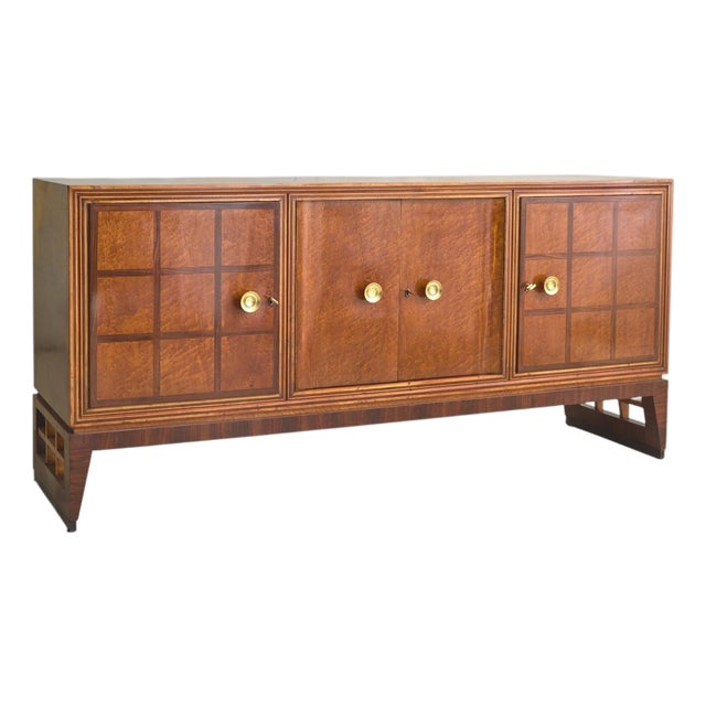French Rosewood Sideboard with Brass Hardware, 1940s For Sale