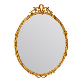 Louis XVI Style Giltwood Oval Beveled Mirror For Sale