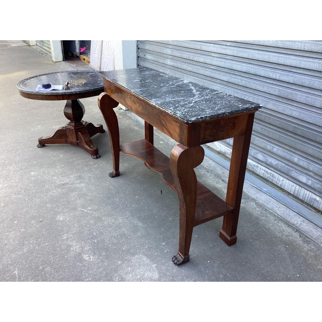 Late 19th Century French Antique Empire Console Table W/Marble Top For Sale - Image 5 of 9