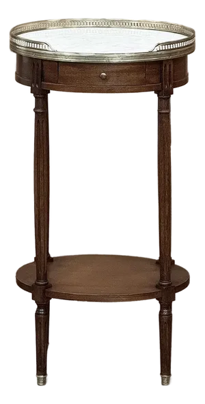 Antique Louis XVI Oval End Table ~ Lamp Table With Carrara Marble