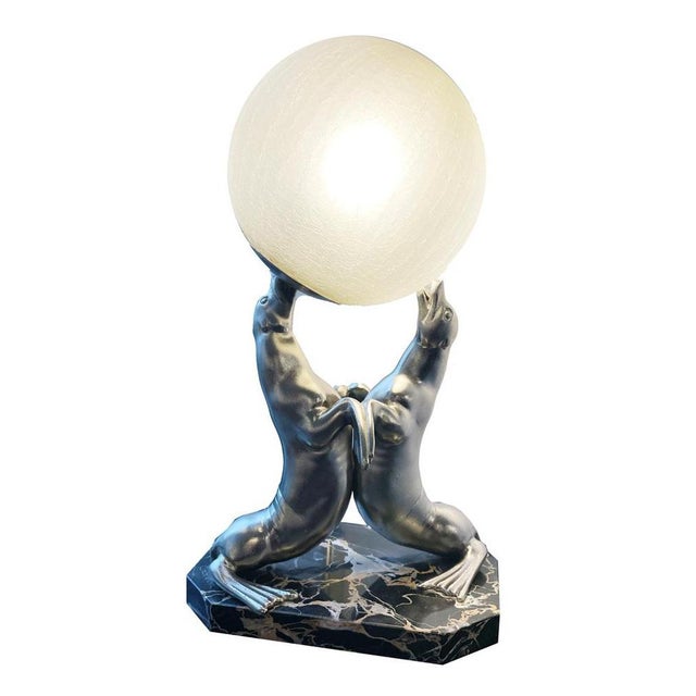 Art Déco Seal Table Lamp by Carvin For Sale - Image 5 of 10