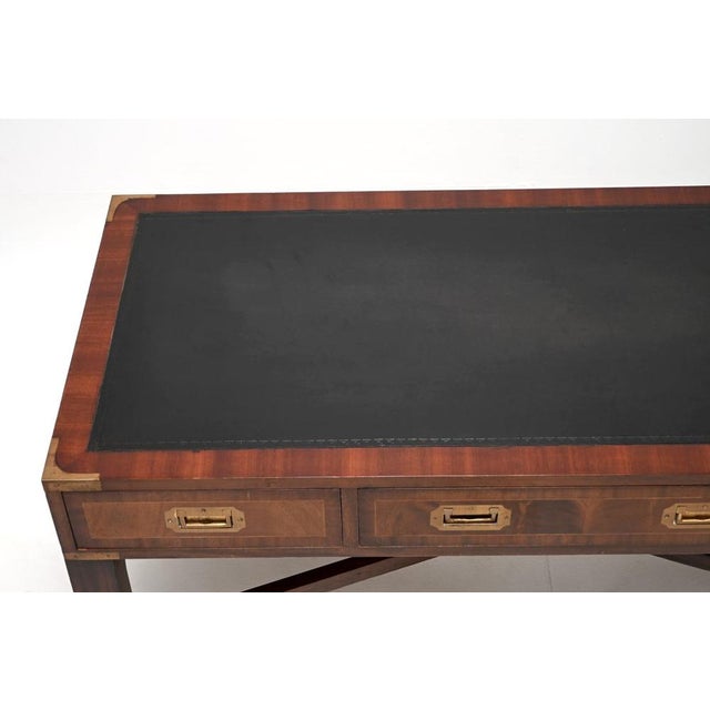 Vintage Coffee Table in Brass and Leather, 1950 For Sale - Image 6 of 10