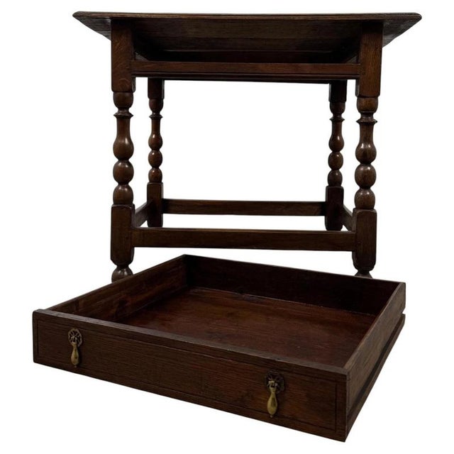 18th Century English Georgian Bobbin-Turned Oak Side Table For Sale - Image 4 of 12