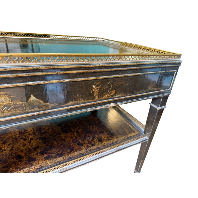 Mid-20th Century Chinoiserie & Faux Tortoiseshell Tray-Top Side Tables With Park Avenue Provenance - A Pair For Sale - Image 13 of 18